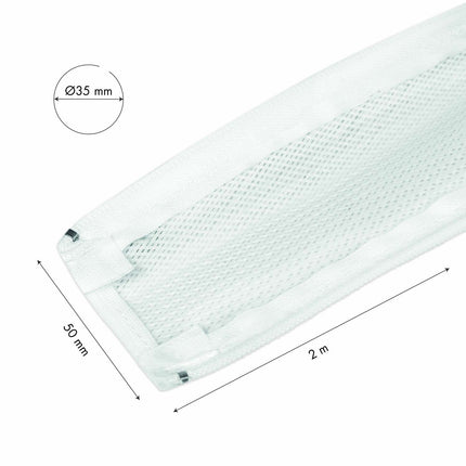 LogiLink Wide Braided Zip Cable Sleeve 50 mm x 2 m, White, 360° Protection