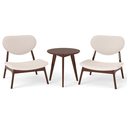 Lounge Chair Set with Side Table, Beige, 3-Piece