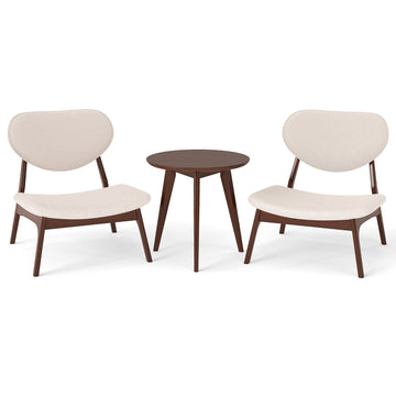 Lounge Chair Set with Side Table, Beige, 3-Piece