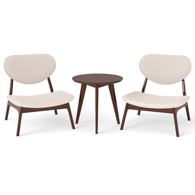 Lounge Chair Set with Side Table, Beige, 3-Piece