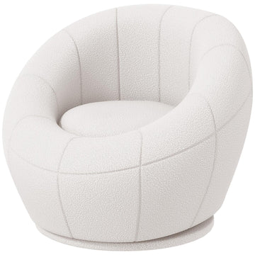 White swivel lounge chair with armrests for living room