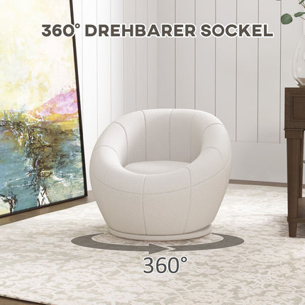 White swivel lounge chair with armrests for living room