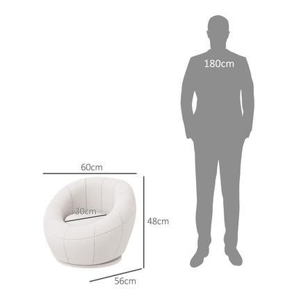 White swivel lounge chair with armrests for living room
