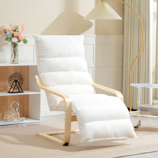 Upholstered Birch Lounge Chair with Adjustable Footrest