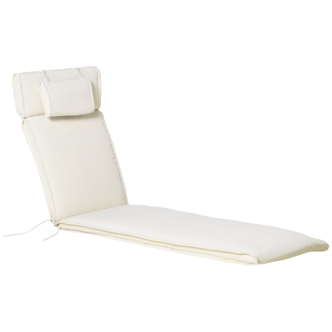 Cream white outdoor chair cushion, polyester, 198x53x5 cm
