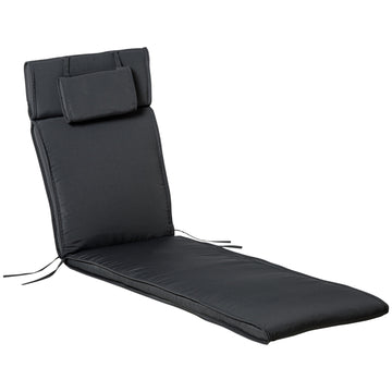 Garden chair cushion, grey, removable cushion, 198x53x5 cm