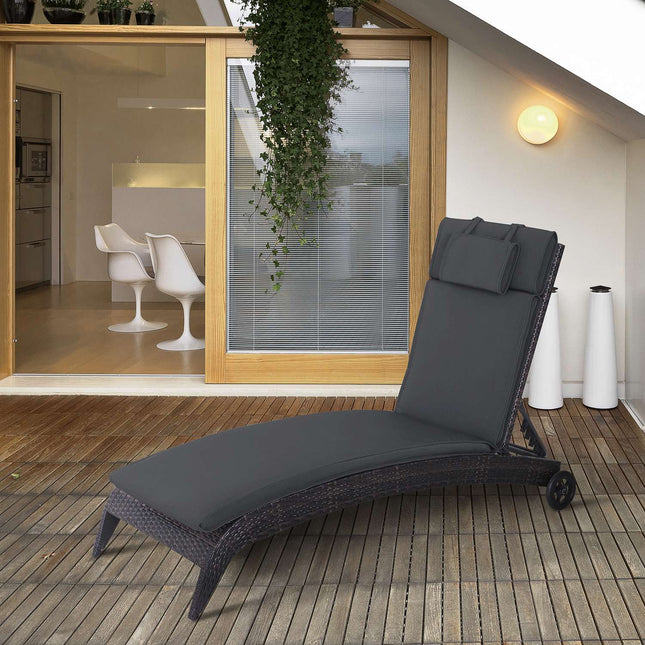 Garden chair cushion, grey, removable cushion, 198x53x5 cm