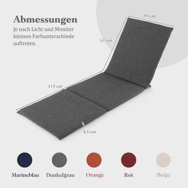 Lounger cushion cushion for sun lounger upholstered cushion for garden lounger 182 x 59 x 4.5 cm dark gray