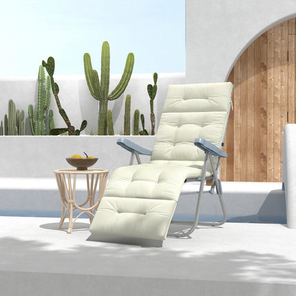 Creamy white garden chair cushion, polyester, 200x60x13cm