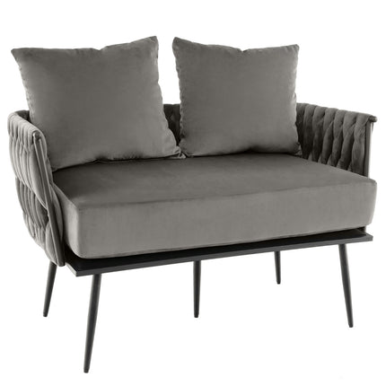 Loveseat Sofa, Dutch Velvet Upholstery, Gray, 350 lb