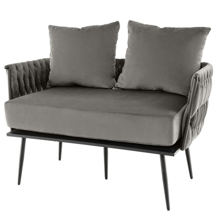 Loveseat Sofa, Dutch Velvet Upholstery, Gray, 350 lb