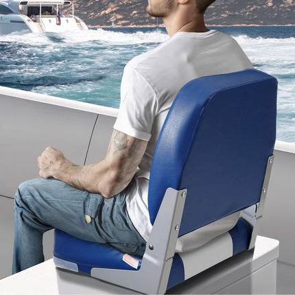 Low Back Folding Boat Seat, Waterproof Padded, 18.9 In