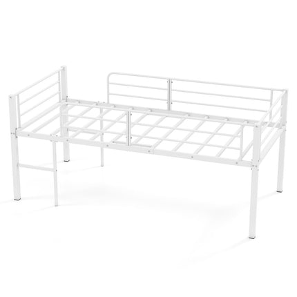 Low Loft Metal Bed Frame with Safety Rails & 2 Ladders