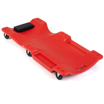 Low Profile Garage Creeper 101 cm with Padded Headrest, Red, 6 Swivel Casters
