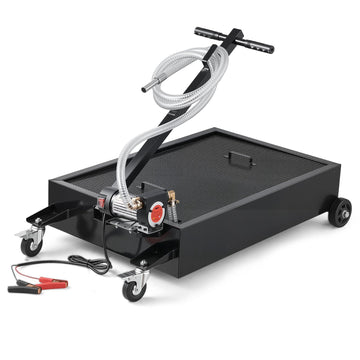 Low Profile Oil Drain Pan, 15 Gallon, Rolling 12V Pump