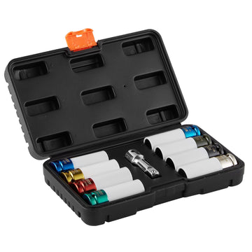Lug Nut Impact Socket Set, 1/2in Drive, 8-Piece Metric SAE