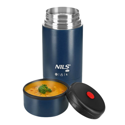 Lunch Thermos 1000ml, Blue, Insulated Flask