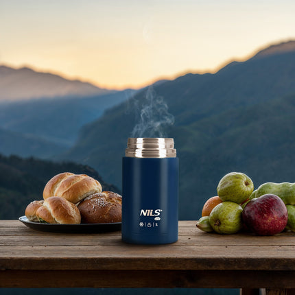 Lunch Thermos 1000ml, Blue, Insulated Flask