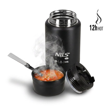 Lunch Thermos 550ml, Black, Stainless Steel