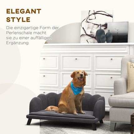 Luxury dog sofa, dark grey, wooden legs, 98.5x60.5x35.5 cm