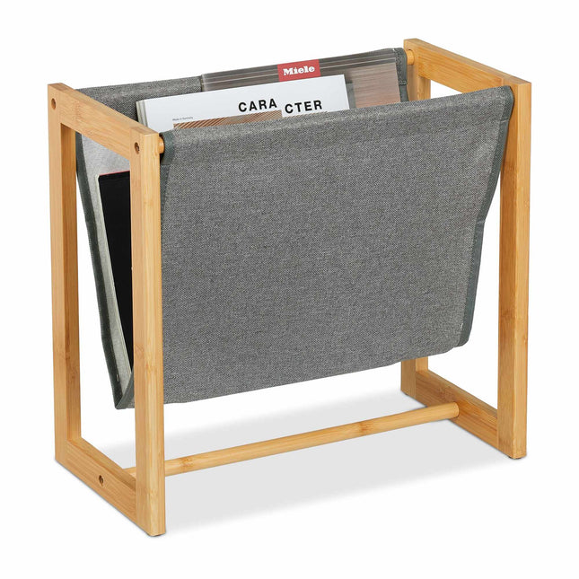 Magazine rack in bamboo & fabric
