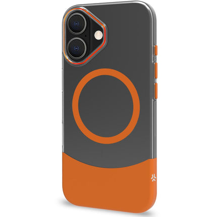 Magdual MagSafe compatible case iPhone 16 Orange + Transparent