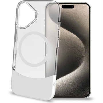 Magdual MagSafe compatible case iPhone 16 White + Transparent