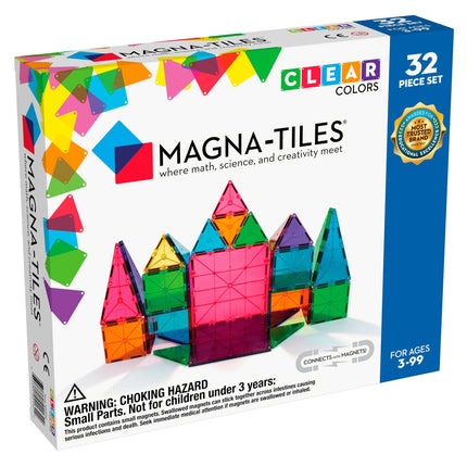 Magna-Tiles Magnetic Building Tiles Clear Colors, 32 Pcs