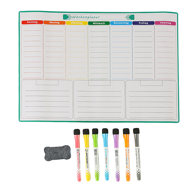 Magnetic A3 Weekly Planner with 7 Markers, Wipeable