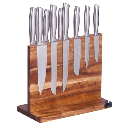 Magnetic Acacia Wood Knife Block, Double-Sided, Brown