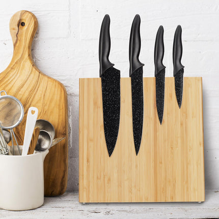Magnetic Bamboo Knife Block – Space-Saving Kitchen Storage