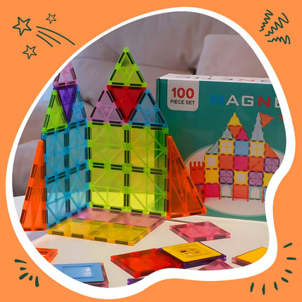 Magnetic Building Blocks Set – 100 Pieces, Geometric Shapes