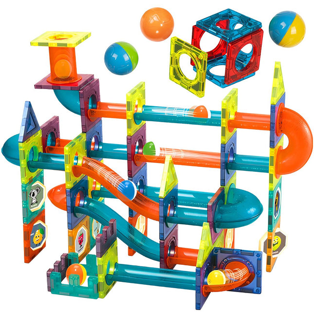 Magnetic Building Blocks Set, 96 Pieces, Ball Track Toy