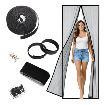 Magnetic Door Mosquito Net 100x210 cm with Velcro Mounting, Black