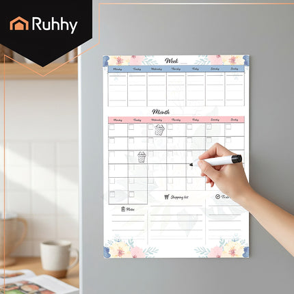 Magnetic Fridge Planner, Large 60x45cm, Dry Erase