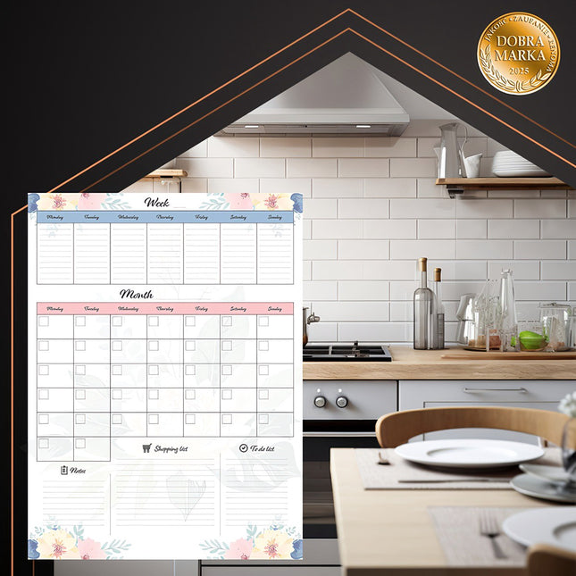 Magnetic Fridge Planner, Large 60x45cm, Dry Erase