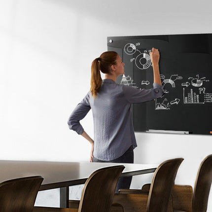 Magnetic Glass Whiteboard 36 x 24, Frameless, Black