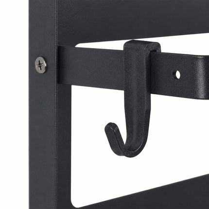 Magnetic Spice Rack with Roll Holder and Hooks – Black Iron