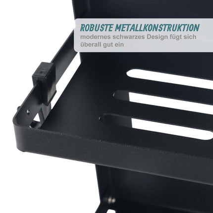 Magnetic Spice Rack with Roll Holder and Hooks – Black Iron