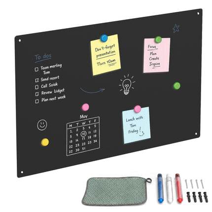 Magnetic Steel Wall Board, 50x30 cm – Chalk Markers Included
