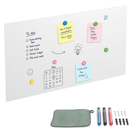 Magnetic Steel White Board, 50x100 cm, Wipe-Clean Surface