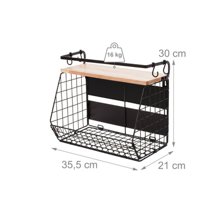 Magnetic Wall Fruit Basket Set with Hooks, 2 Pieces