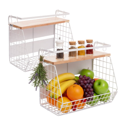 Magnetic Wall Fruit Basket Shelf, 2 Pack
