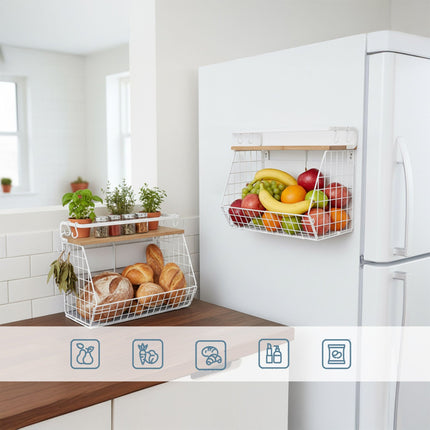 Magnetic Wall Fruit Basket Shelf, 2 Pack