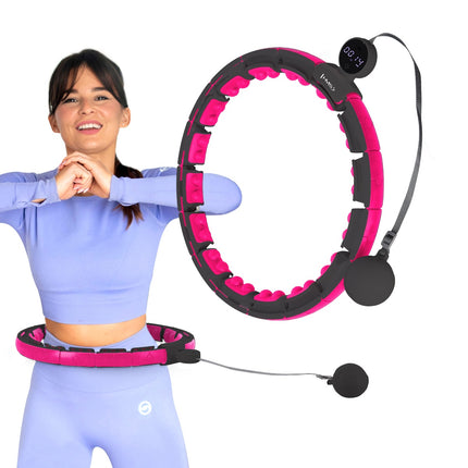 Magnetic Weighted Hula Hoop, Black/Pink, with Counter