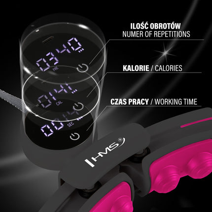 Magnetic Weighted Hula Hoop, Black/Pink, with Counter