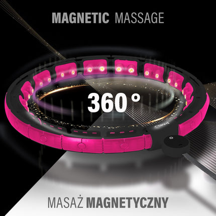 Magnetic Weighted Hula Hoop, Black/Pink, with Counter