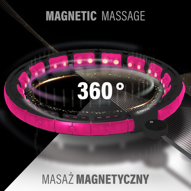 Magnetic Weighted Hula Hoop, Black/Pink, with Counter