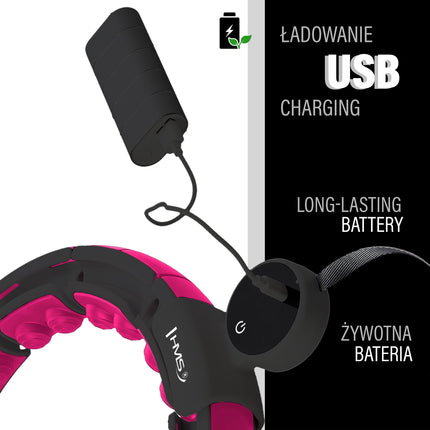 Magnetic Weighted Hula Hoop, Black/Pink, with Counter