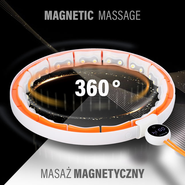 Magnetic Weighted Hula Hoop, TPE, White/Orange, Counter